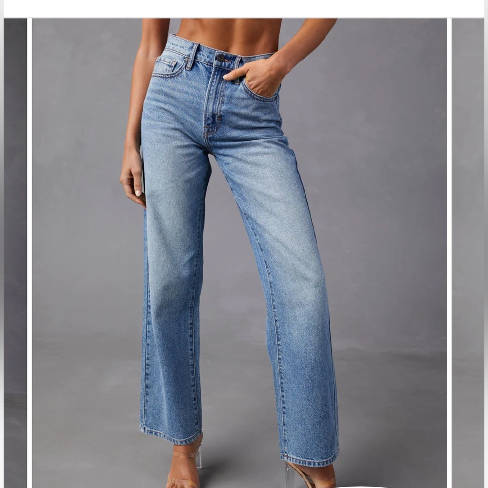 HIDDEN LOGAN HIGH RISE DAD JEANS BRANDIS HIGH RISE STRAIGHT LEG - MEDIUM WASH